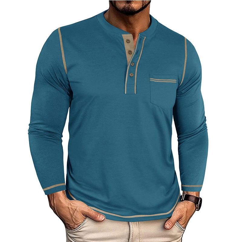 Langarm-T-Shirt mit Henley-Tasche – Bild 5 | LuxeStyle