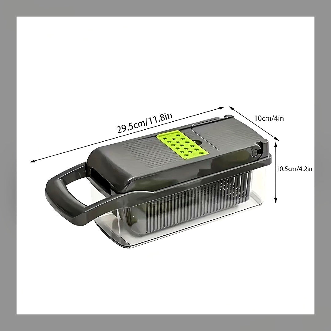 LuxeStyle-Edit · 16-in-1 Gemüseschneider – Multi-Hobel, Würfler & Slicer mit Auffangbox