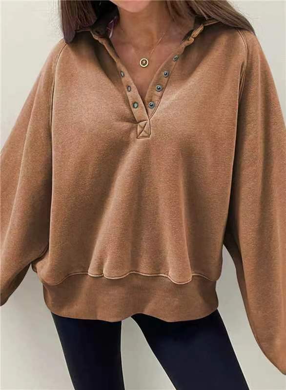 Sportlicher Oversize Pullover mit Knopfleiste