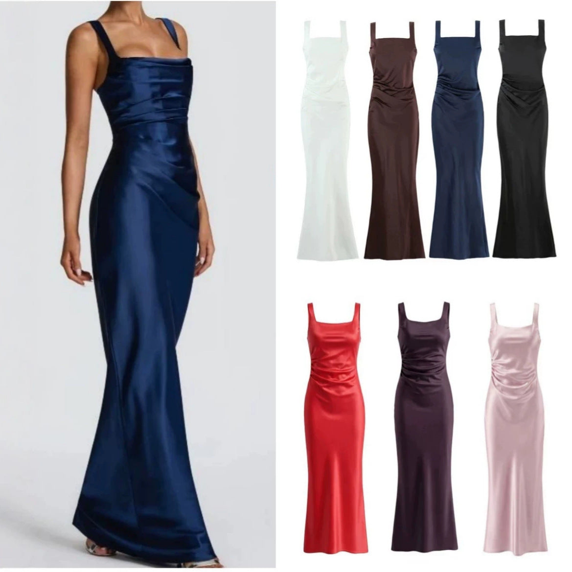 Elegantes langes Kleid mit Spaghettiträgern – Bild 4 | LuxeStyle