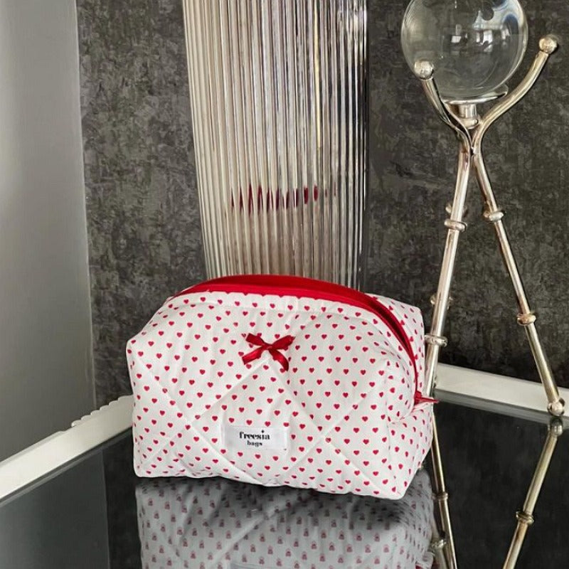 Kosmetiktasche mit Herz- und Karomuster – Bild 5 | LuxeStyle