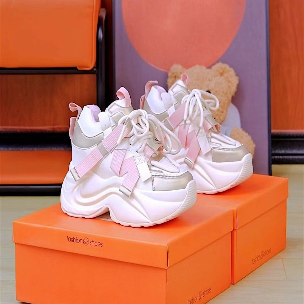 Koreanischer Color-Block Plateau-Sneaker