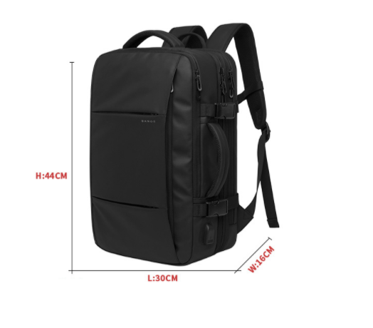 Business-Rucksack für Herren, 36-55 L, schwarz – Bild 3 | LuxeStyle