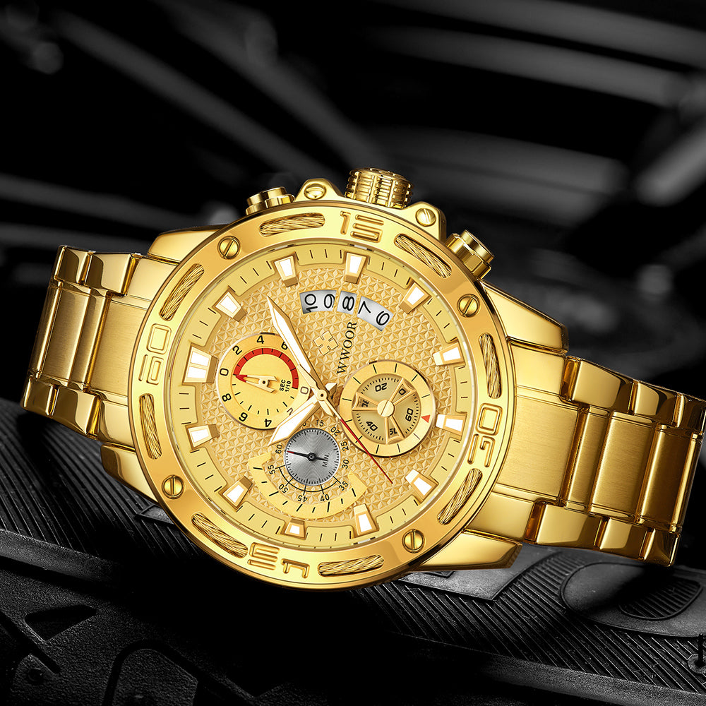 WWOOR Herren-Chronograph Gold – Bild 5 | LuxeStyle