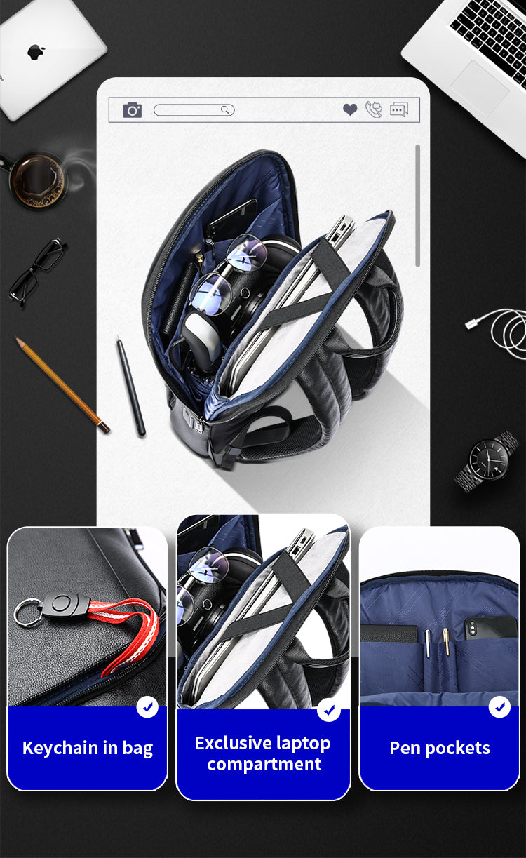 Lederrucksack mit USB-Ladeanschluss – Bild 6 | LuxeStyle