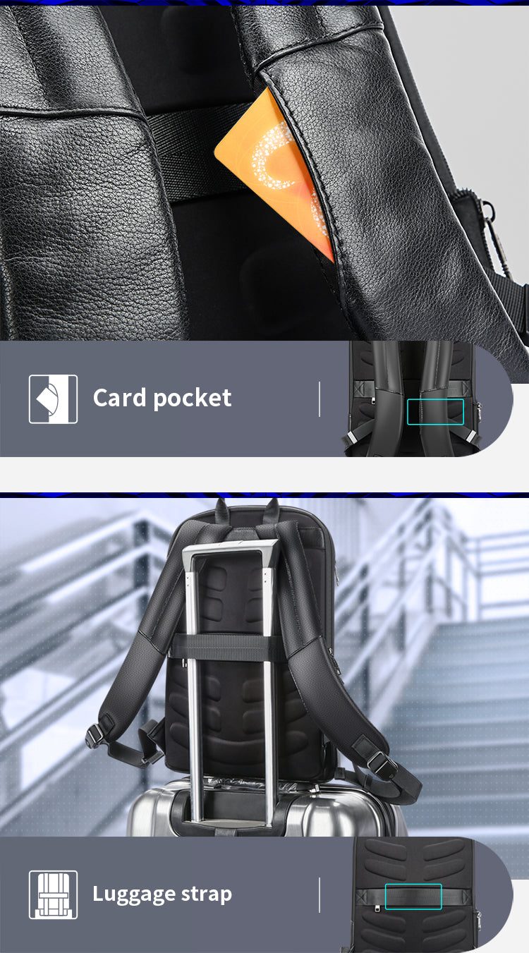 Lederrucksack mit USB-Ladeanschluss – Bild 4 | LuxeStyle