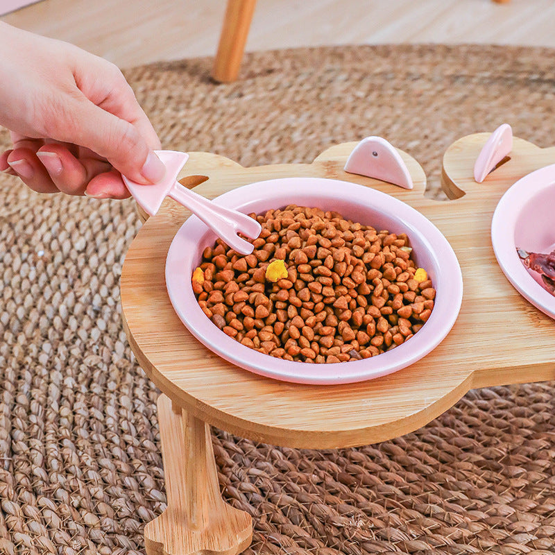 Keramik Futternapf für Haustiere mit Holzgestell | LuxeStyle
