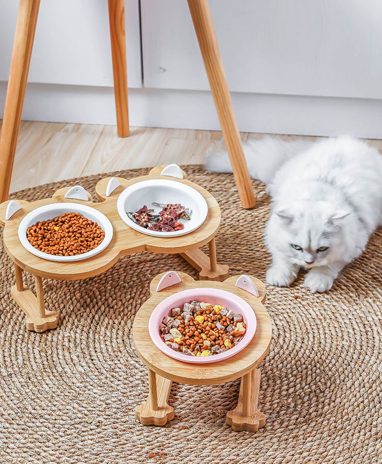 Keramik Futternapf für Haustiere mit Holzgestell – Bild 2 | LuxeStyle