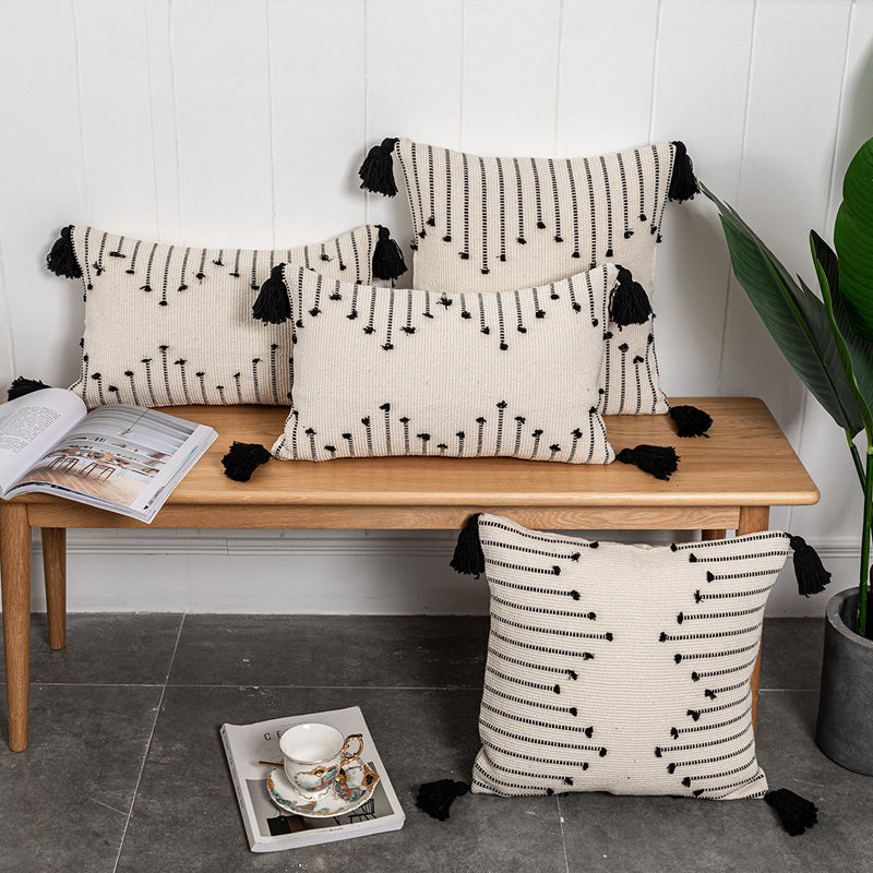 Boho Marokkanischer Kissenbezug mit Fransen – Bild 5 | LuxeStyle