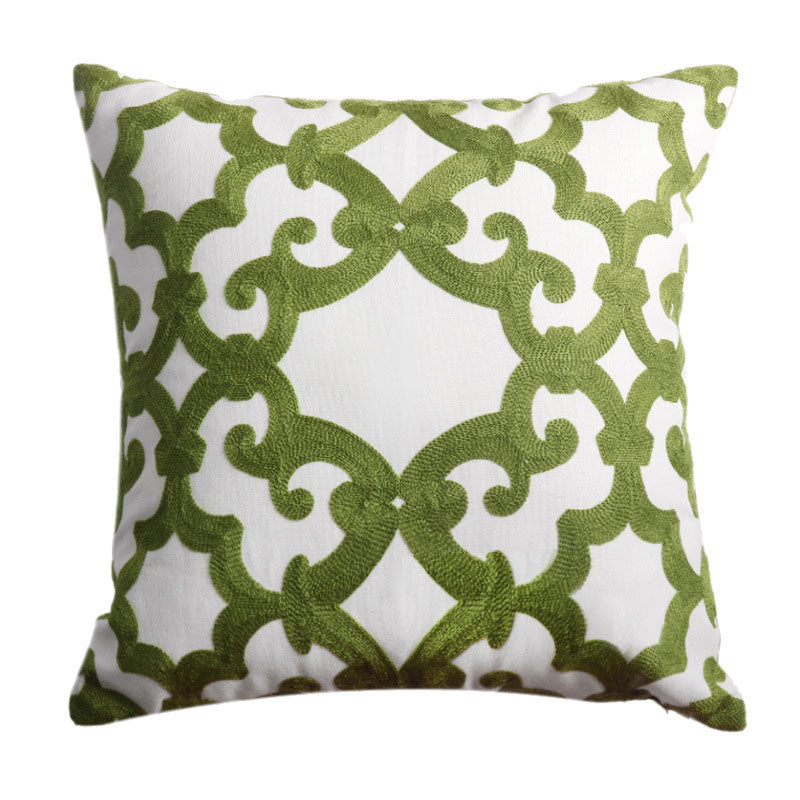 Geometrisches Blumen-Kissen mit Stickerei – Bild 2 | LuxeStyle