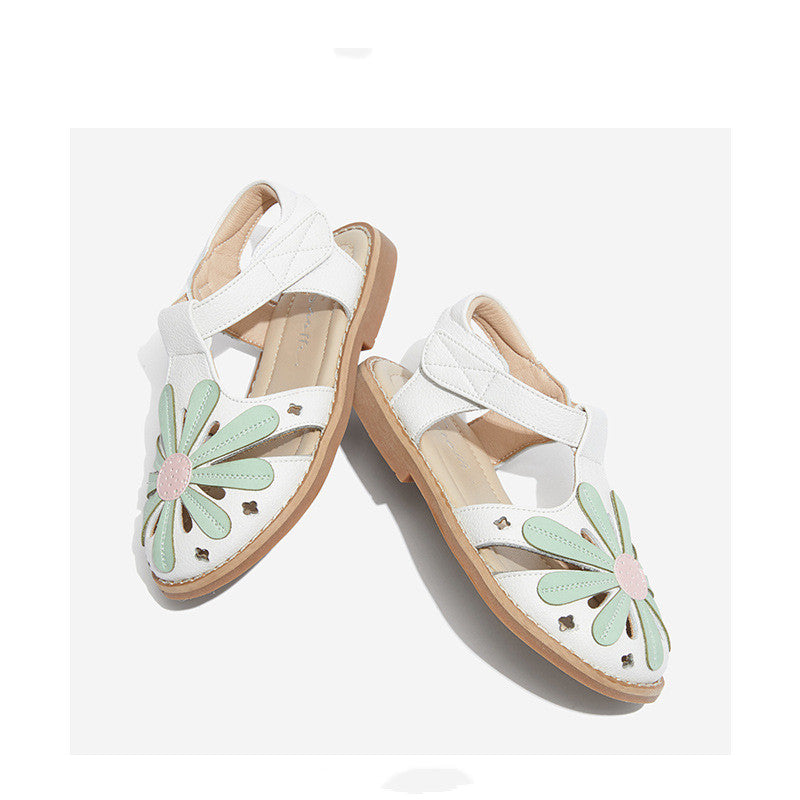 Mädchen Baotou Sandalen mit Blumenmuster