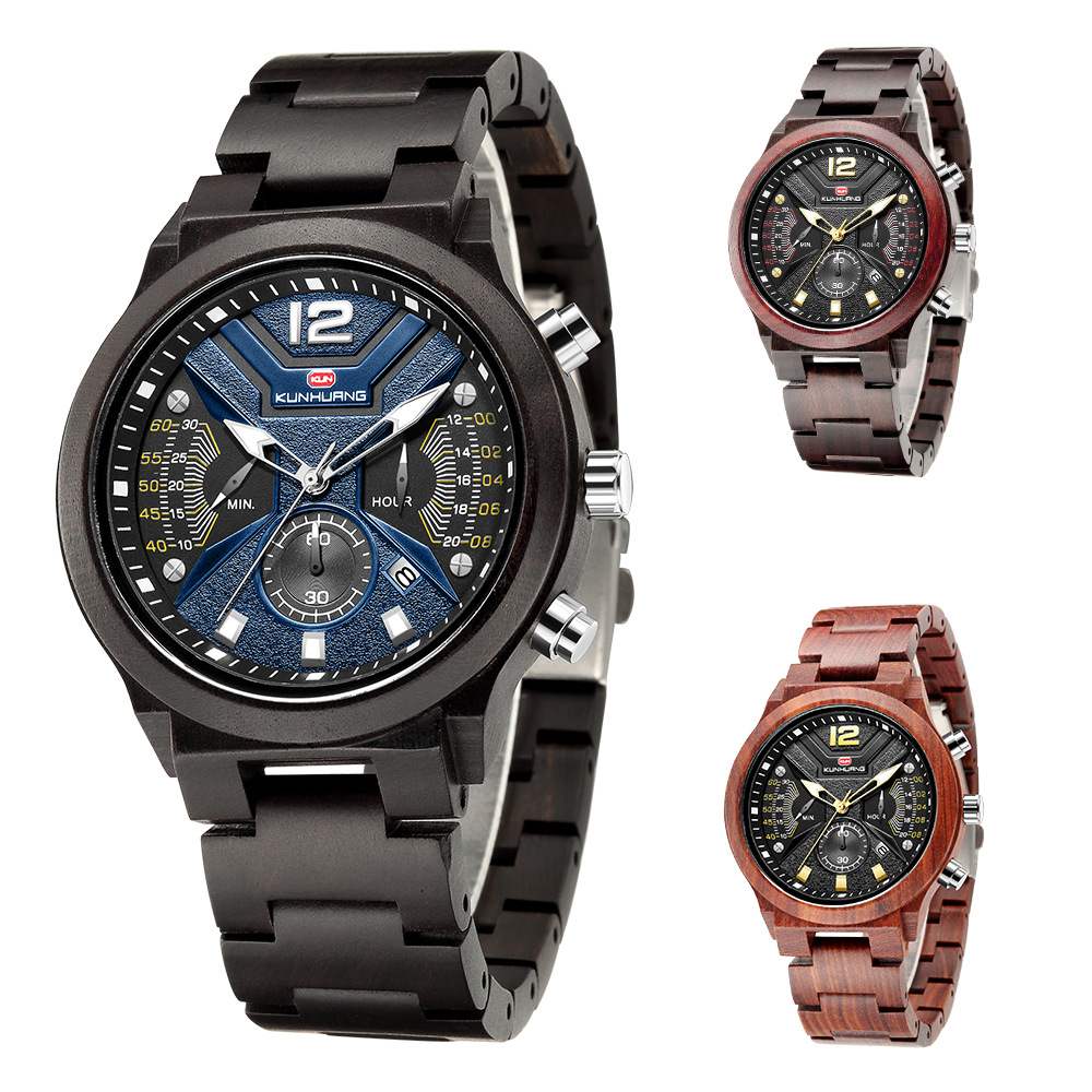 Chronograph Sport-Holzuhr für Herren