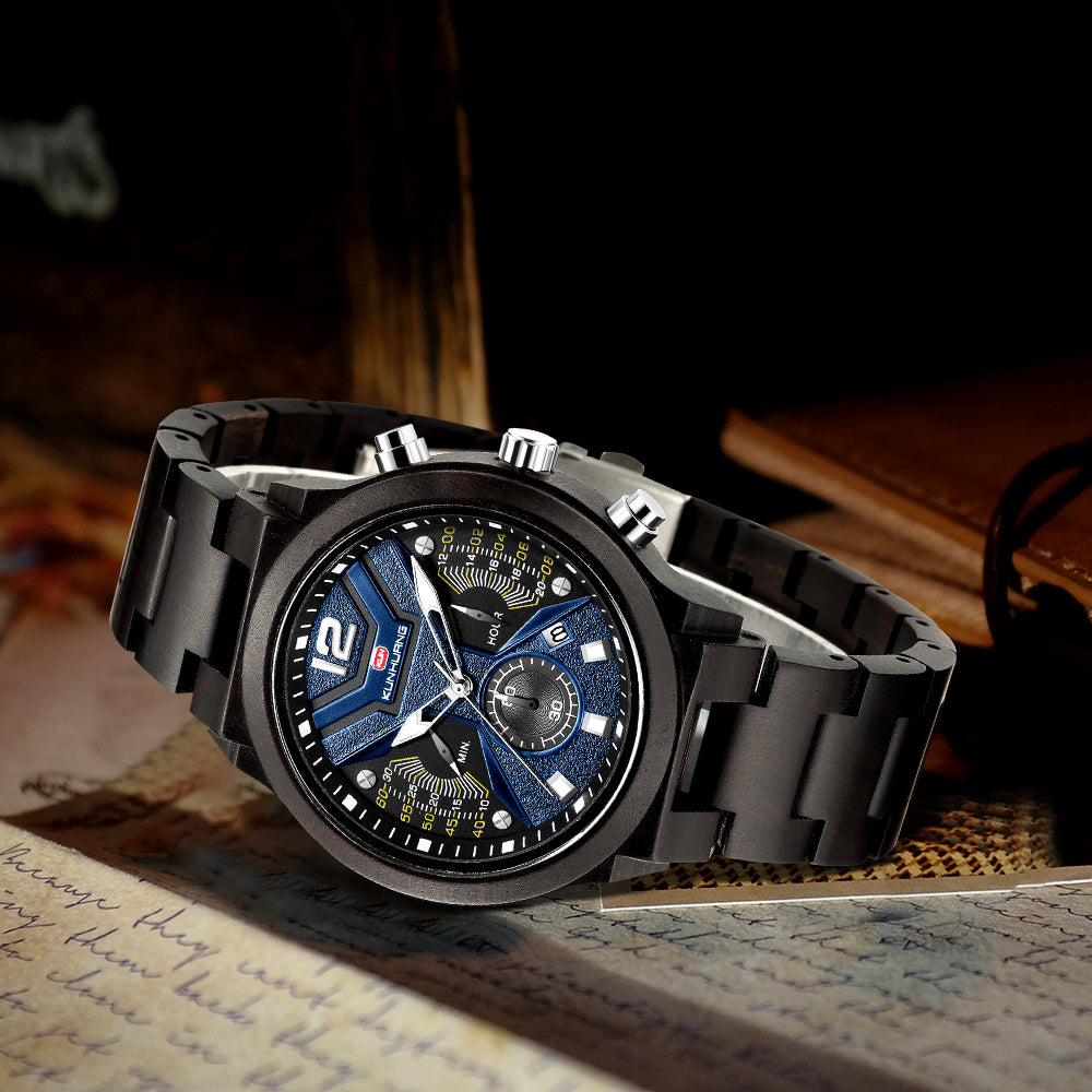 Chronograph Sport-Holzuhr für Herren