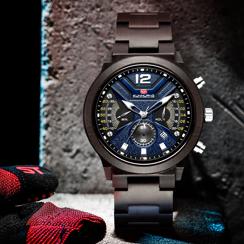 Chronograph Sport-Holzuhr für Herren