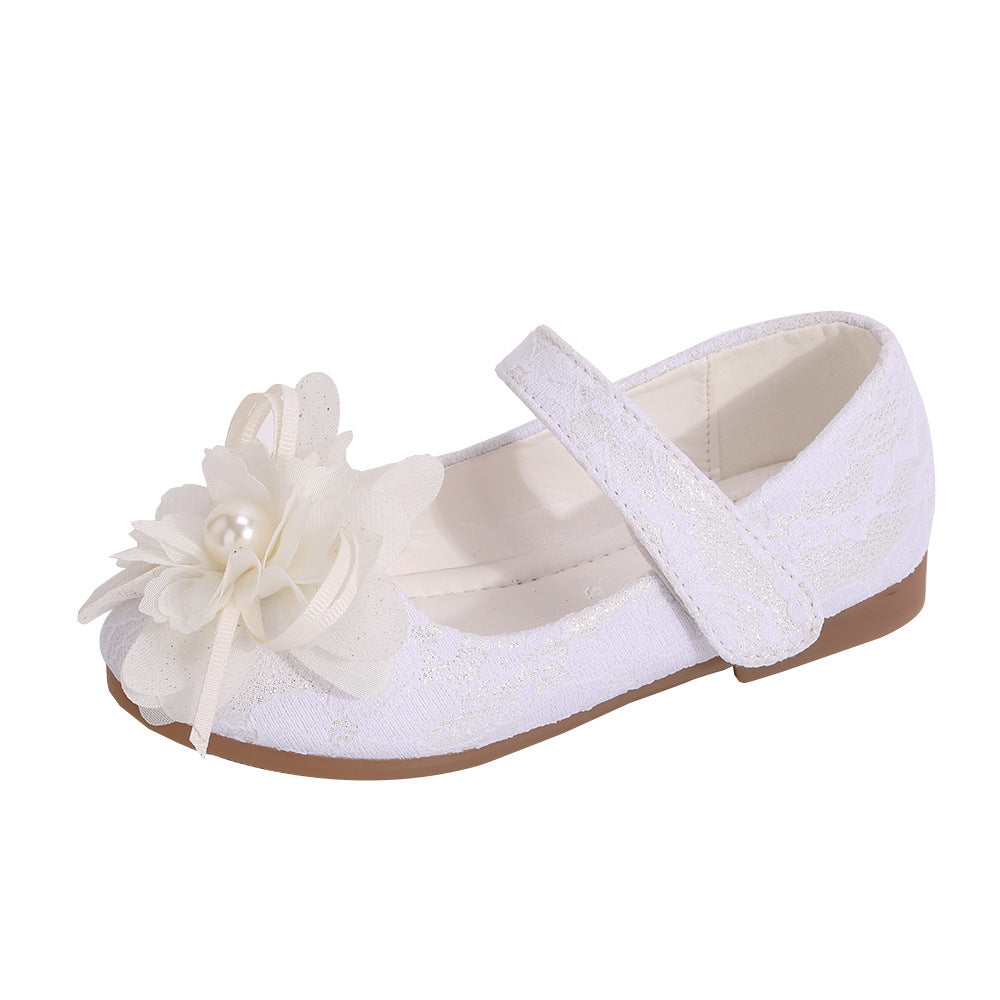 Mädchen Prinzessinnen-Schuhe mit Blumen und Klettverschluss