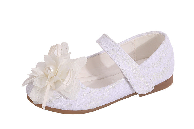Mädchen Prinzessinnen-Schuhe mit Blumen und Klettverschluss