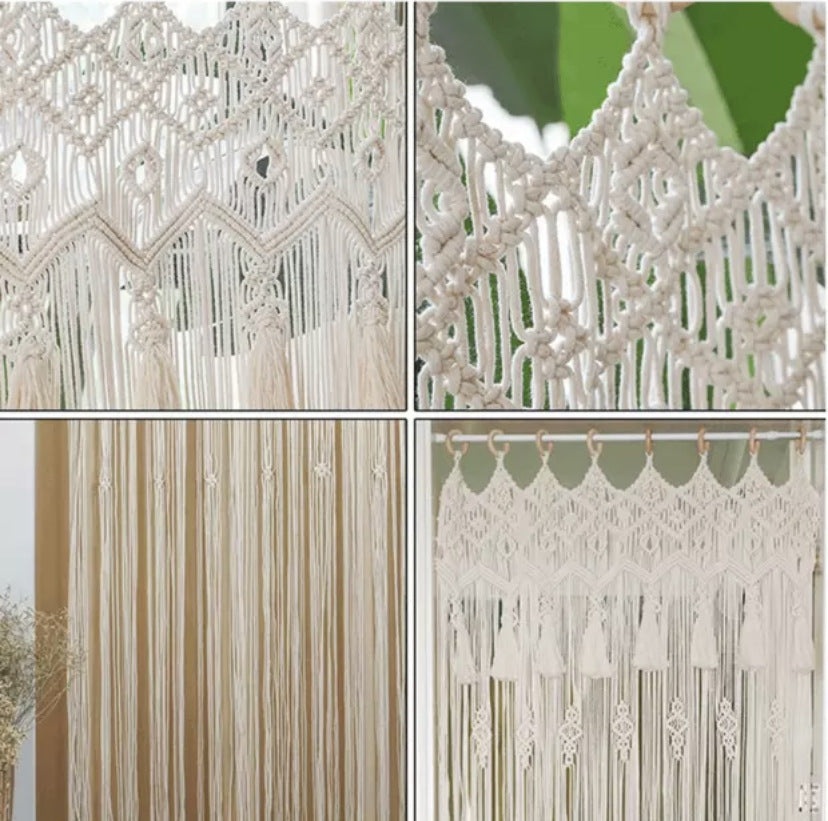 Boho Wandteppich Vorhang Beige – Bild 3 | LuxeStyle
