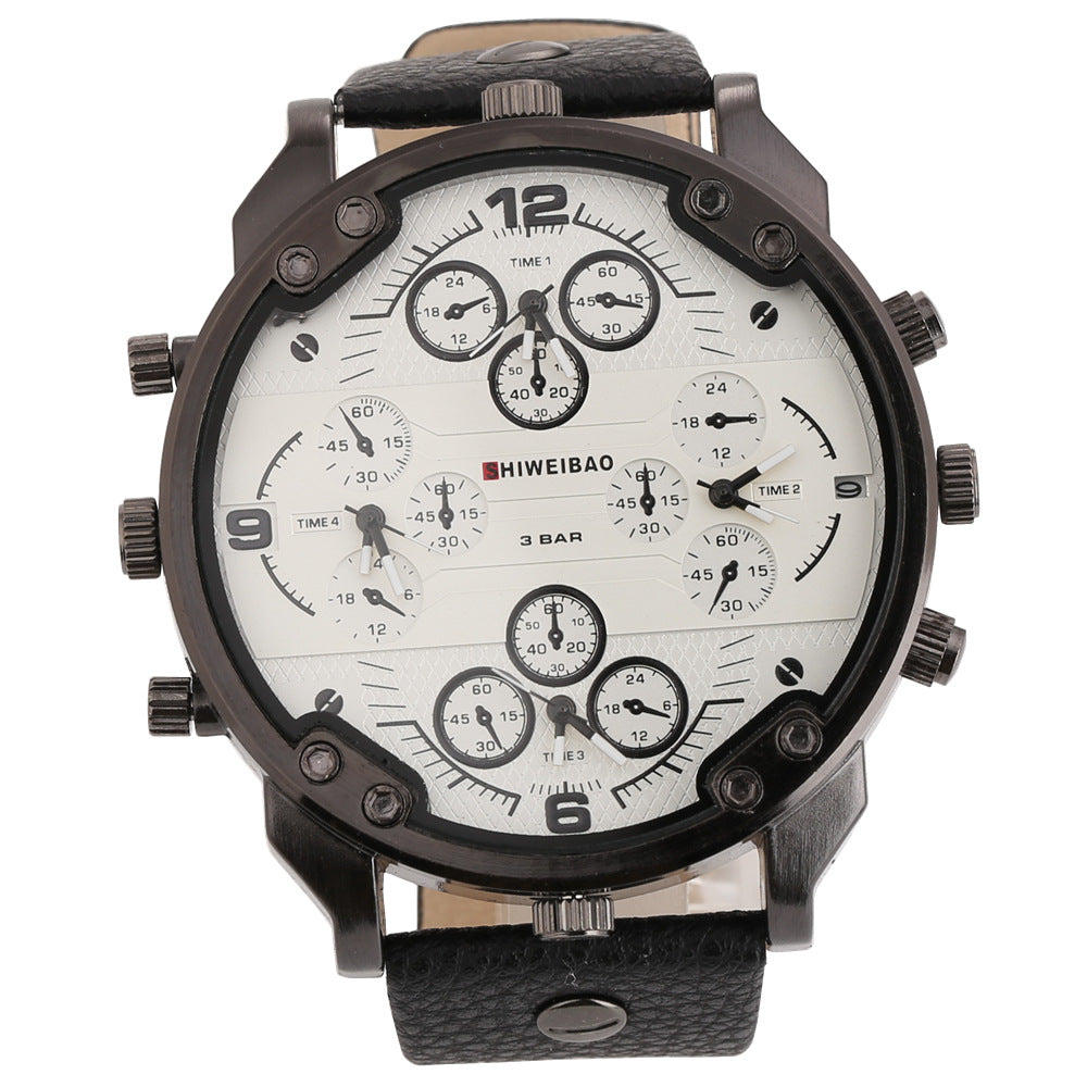 Grosse Herrenuhr mit Lychee-Lederarmband – Bild 6 | LuxeStyle