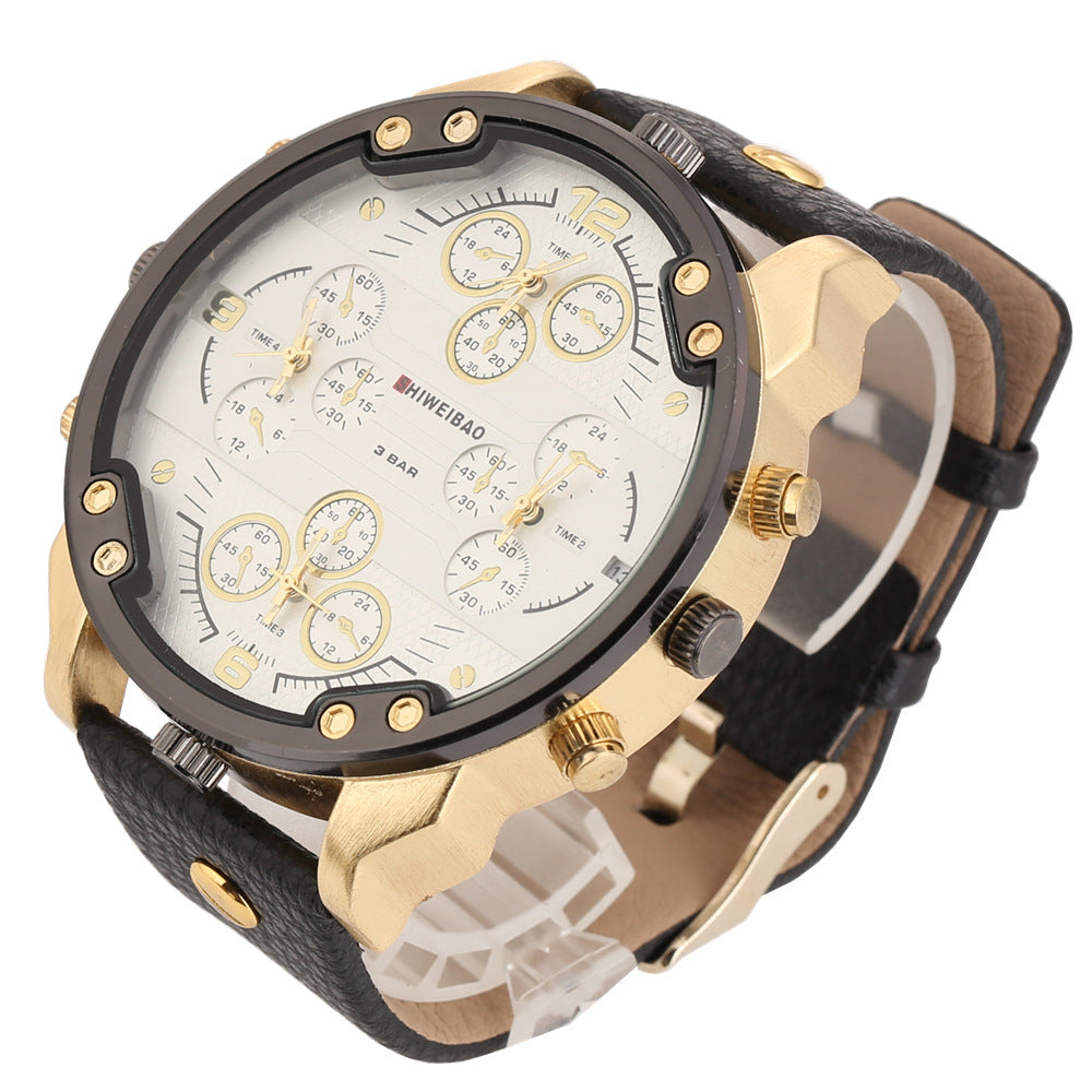 Grosse Herrenuhr mit Lychee-Lederarmband – Bild 7 | LuxeStyle