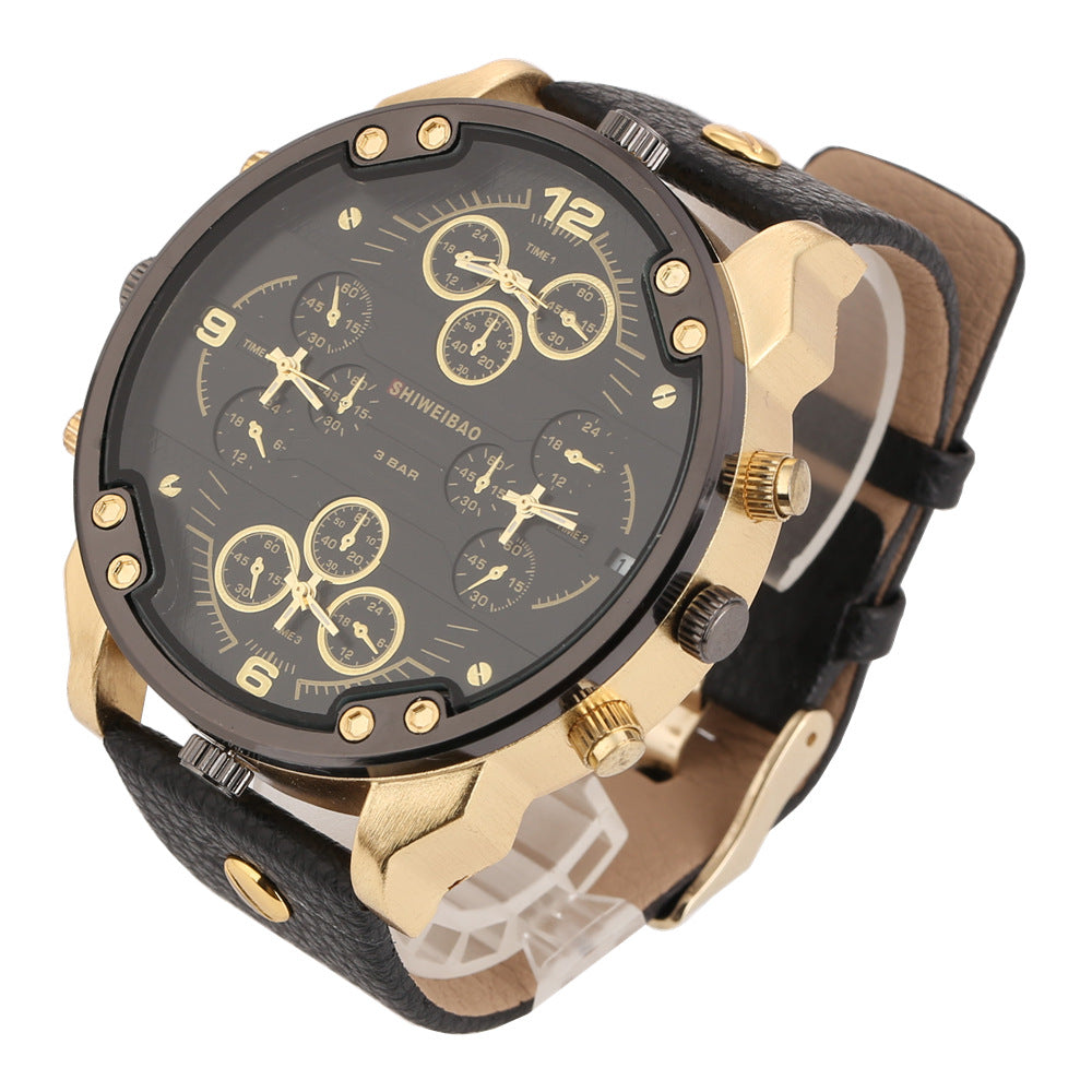 Grosse Herrenuhr mit Lychee-Lederarmband – Bild 8 | LuxeStyle