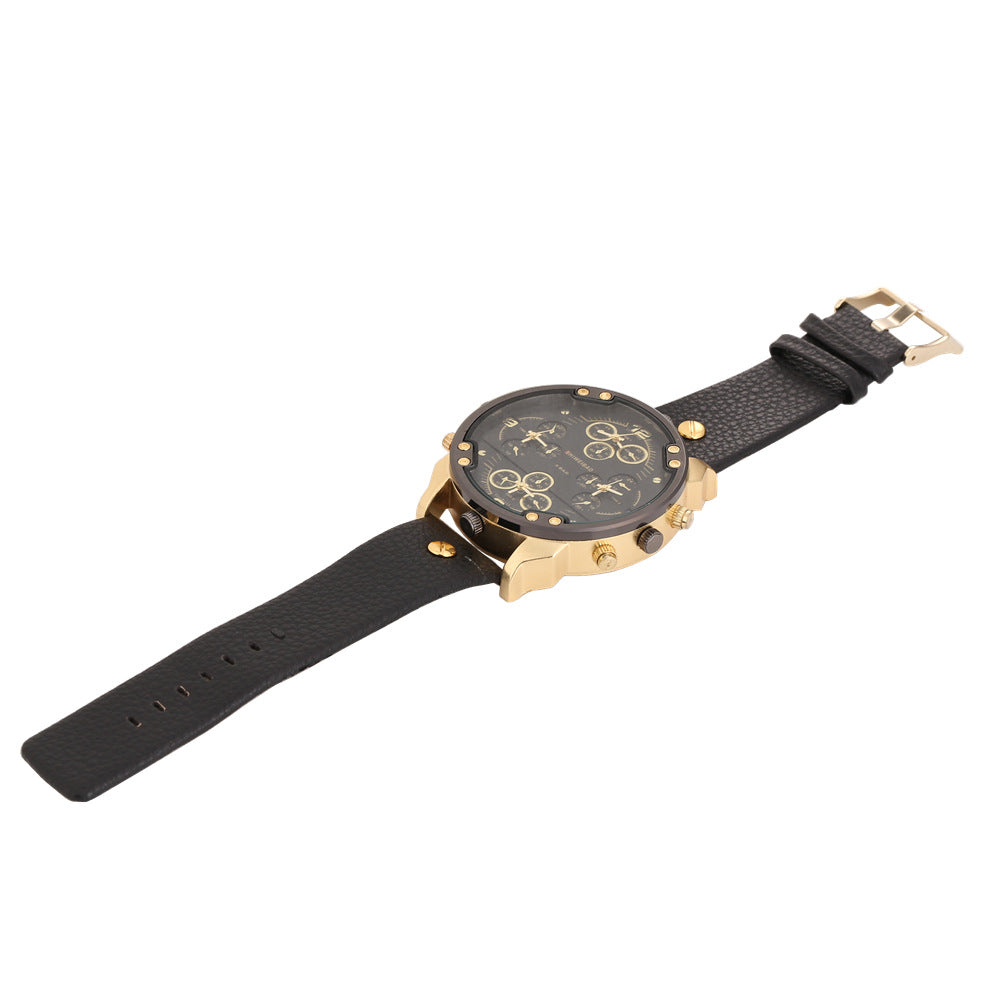 Grosse Herrenuhr mit Lychee-Lederarmband | LuxeStyle