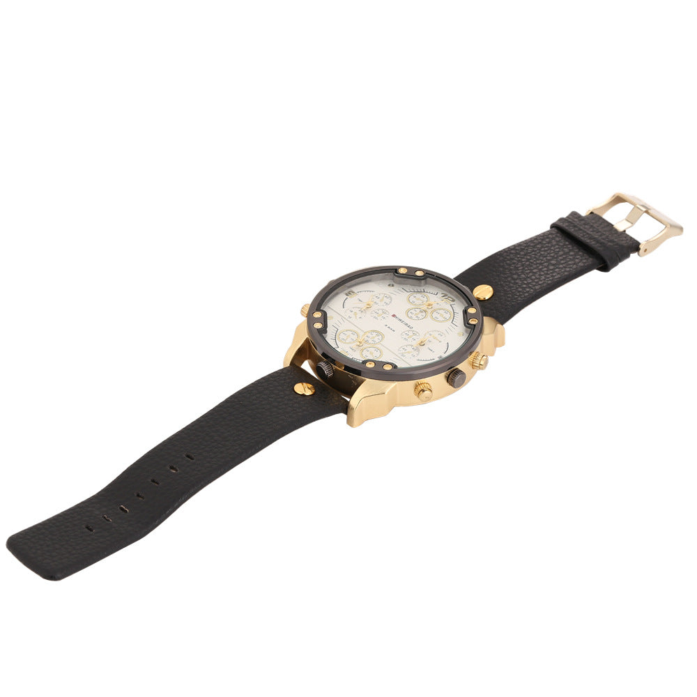 Grosse Herrenuhr mit Lychee-Lederarmband – Bild 4 | LuxeStyle