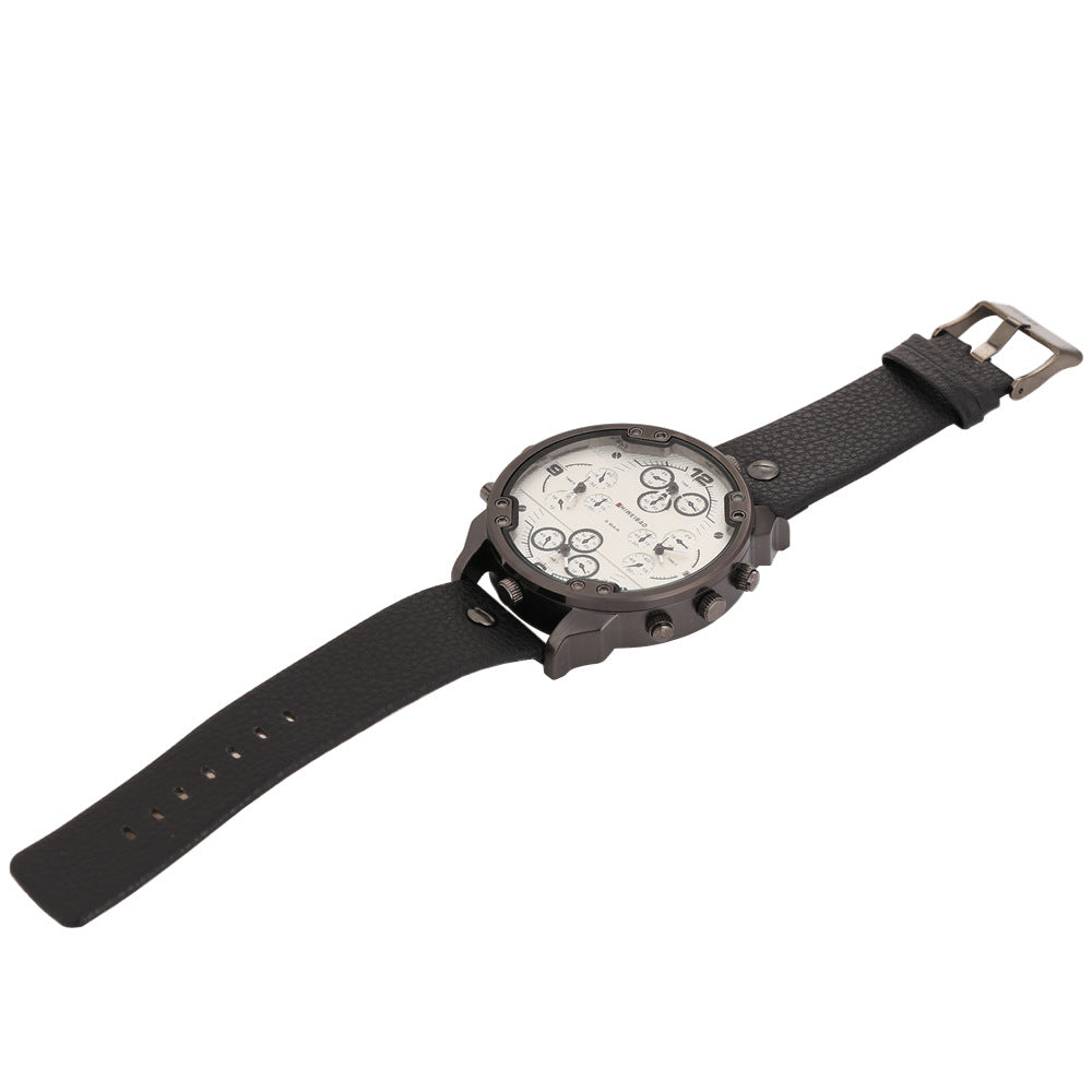 Grosse Herrenuhr mit Lychee-Lederarmband – Bild 5 | LuxeStyle