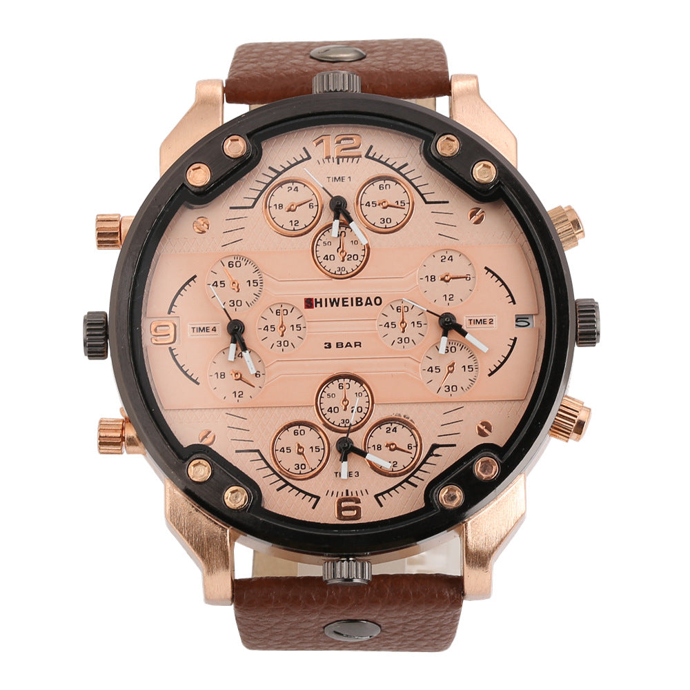 Grosse Herrenuhr mit Lychee-Lederarmband – Bild 3 | LuxeStyle