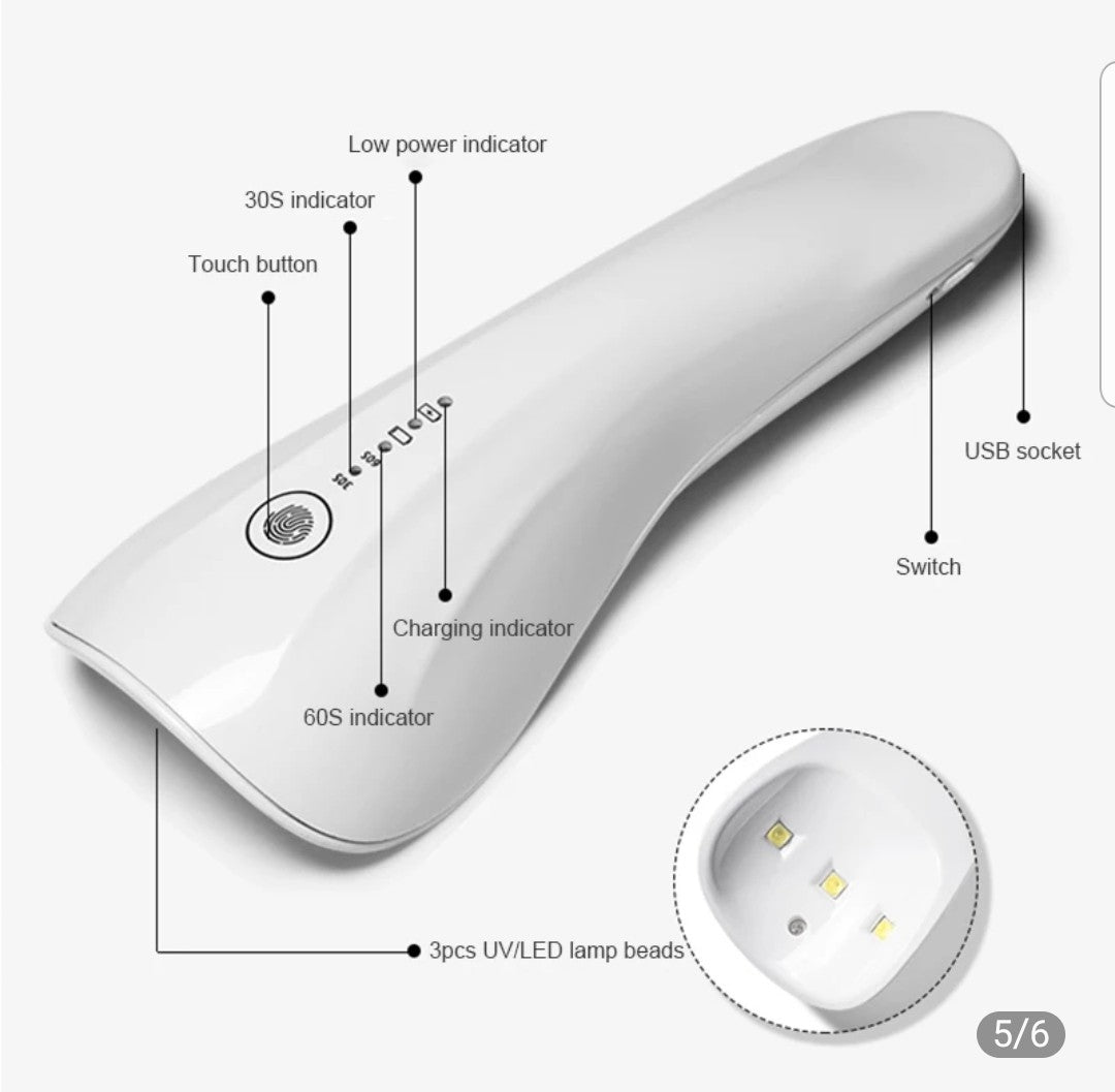 Tragbare 5W UV/LED Nagellampe mit USB – Ansicht 2