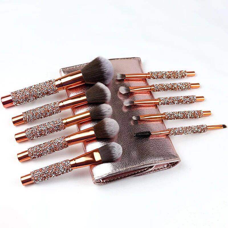 10er Make-up Pinselset mit Holzgriff