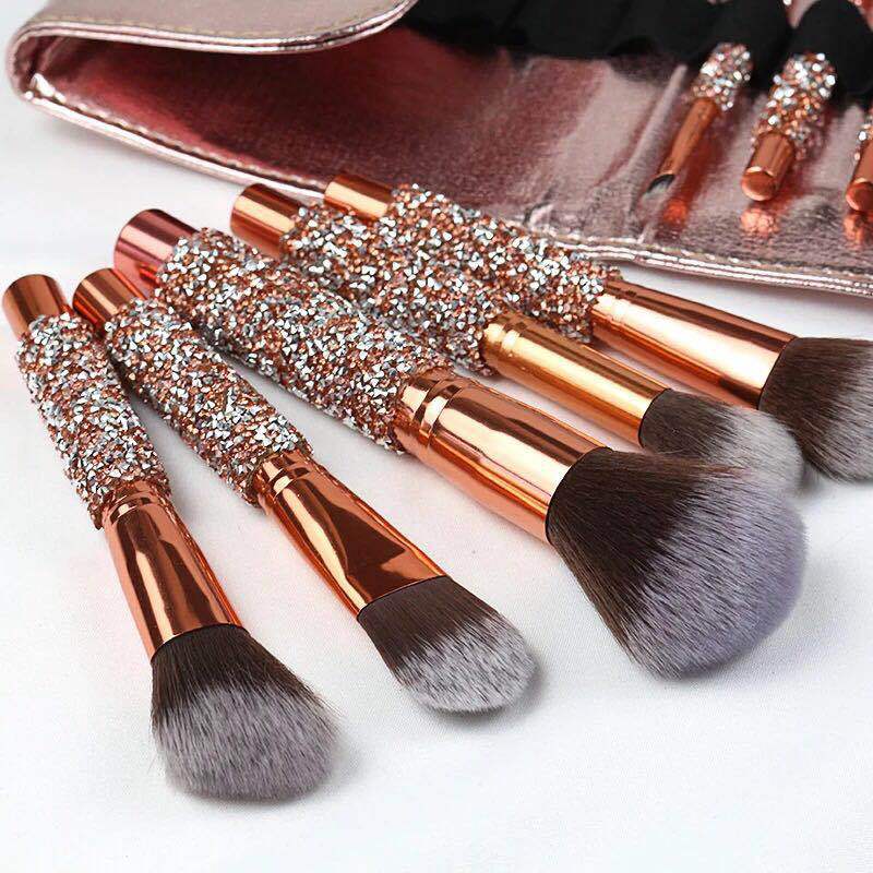 10er Make-up Pinselset mit Holzgriff