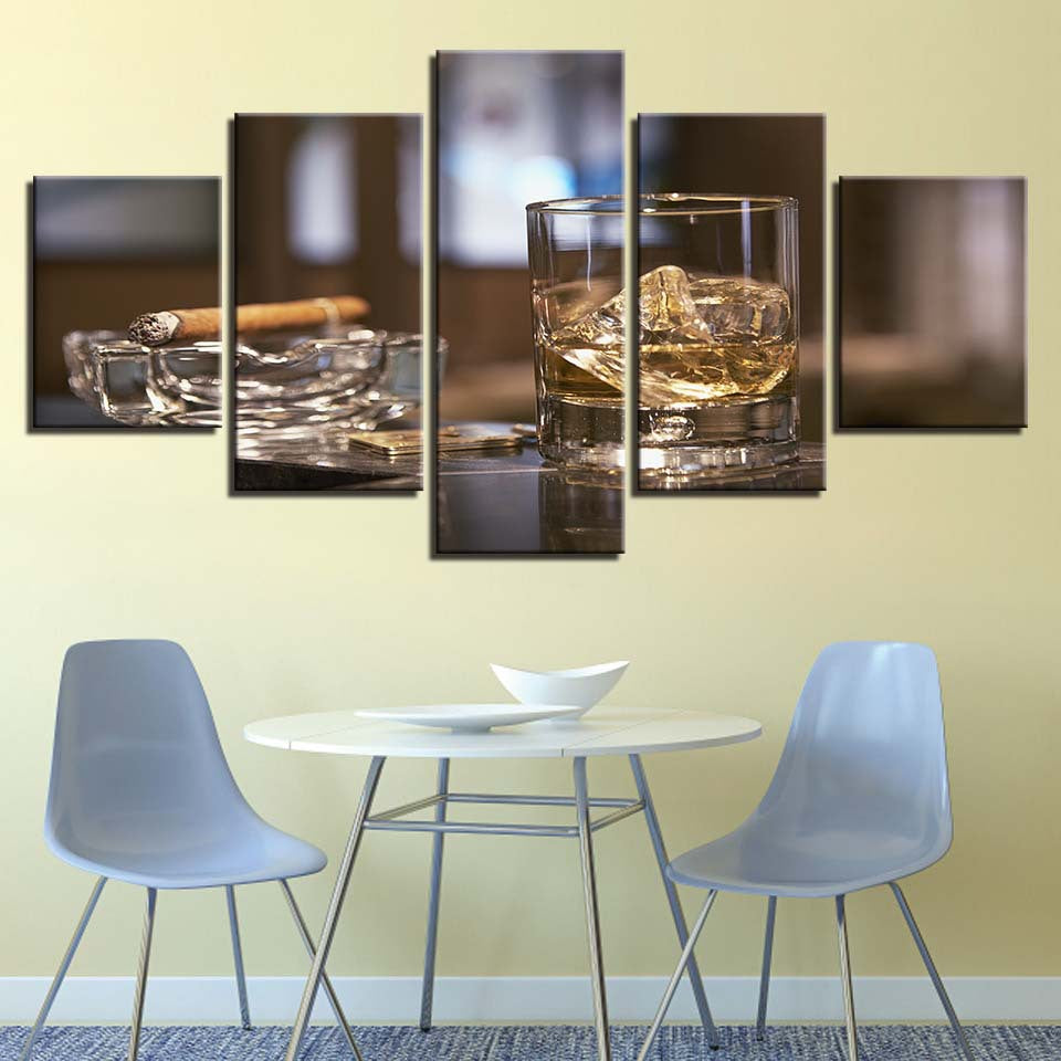 Zigarre, Maserung & Ölgemälde Leinwand-Set | LuxeStyle