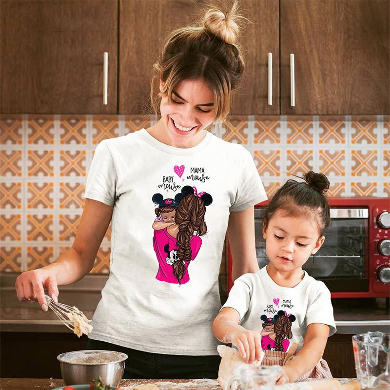 Cartoon Mutter-Tochter T-Shirt