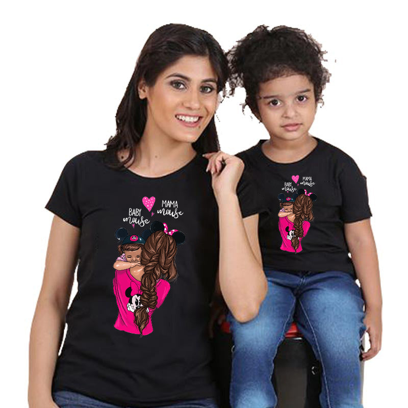 Cartoon Mutter-Tochter T-Shirt