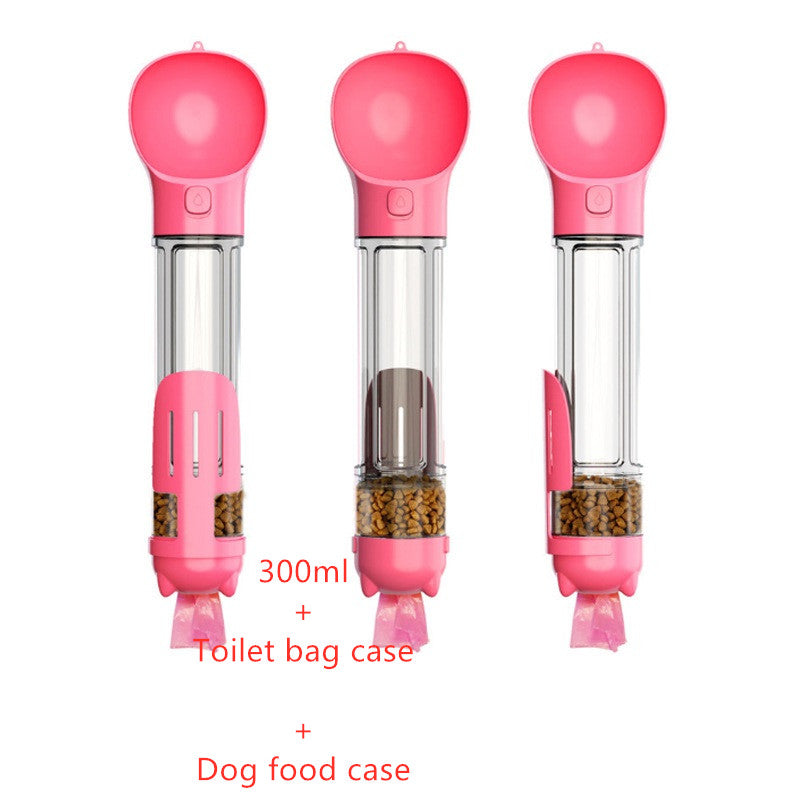 3-in-1 Hunde Trinkflasche mit Futterbox & Müllbeutel