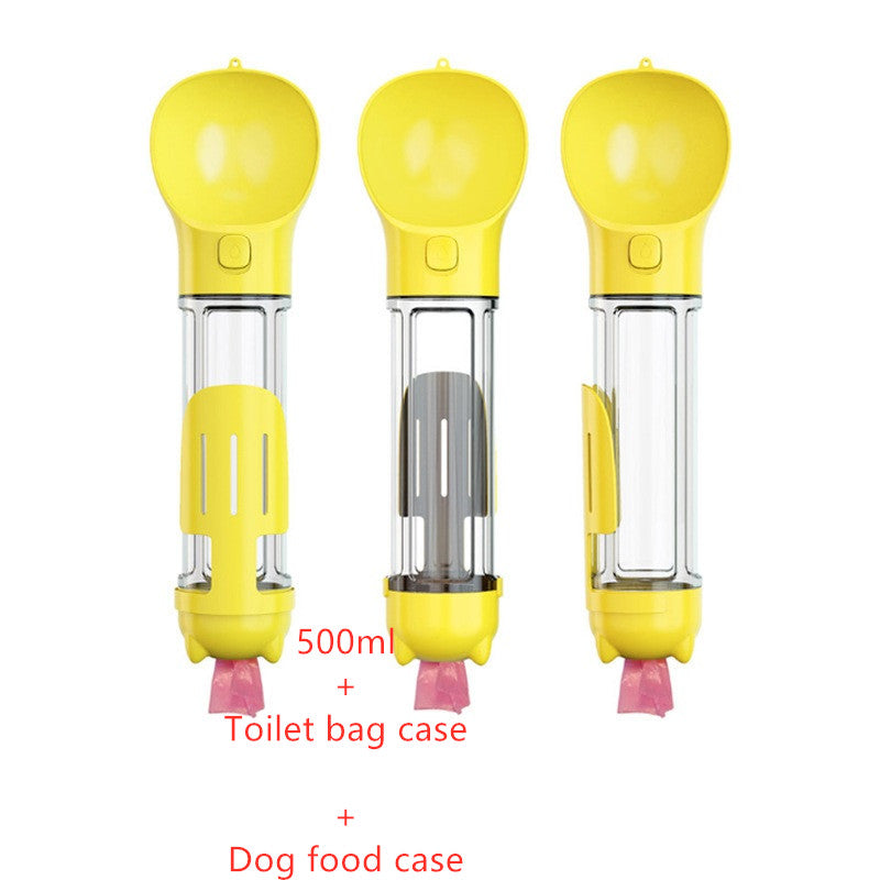 3-in-1 Hunde Trinkflasche mit Futterbox & Müllbeutel