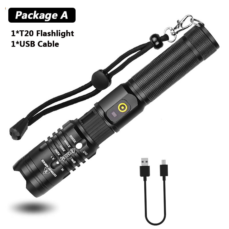 Leuchte mit Zoom & 5 Modi – USB-Ladbar & wasserdicht für Outdoor