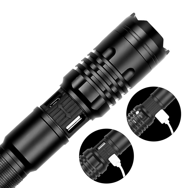 Leuchte mit Zoom & 5 Modi – USB-Ladbar & wasserdicht für Outdoor