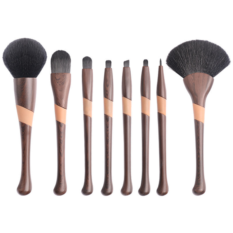 8-teiliges Lidschattenpinsel-Set mit Holzmaserung