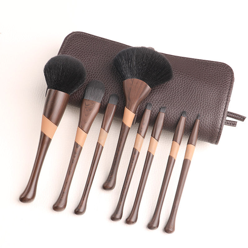 8-teiliges Lidschattenpinsel-Set mit Holzmaserung
