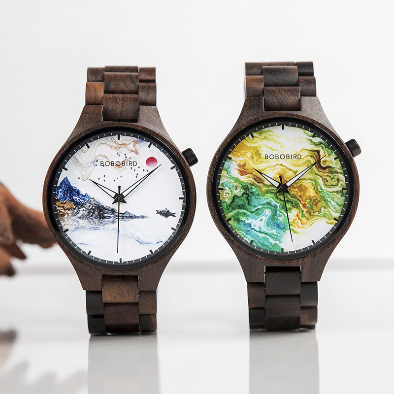 Holz-Armbanduhr für Herren mit Landschaftsmotiv – Bild 6 | LuxeStyle