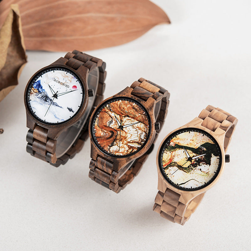 Holz-Armbanduhr für Herren mit Landschaftsmotiv – Bild 3 | LuxeStyle
