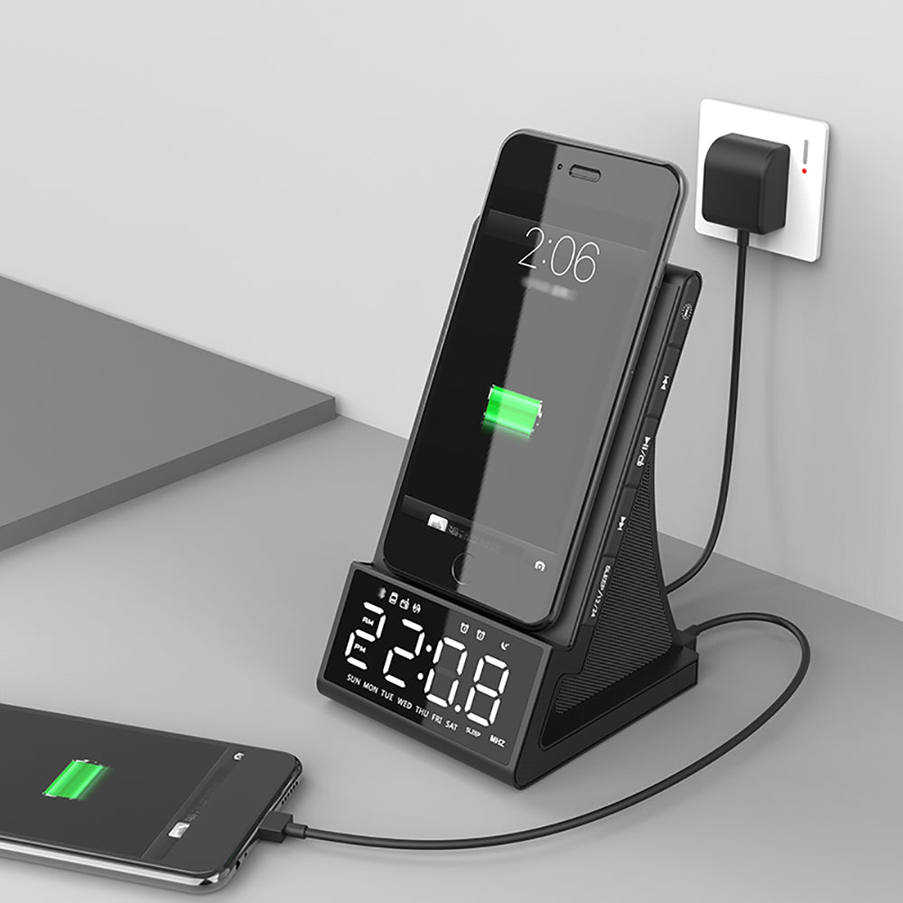 Kabelloser Lade-Bluetooth-Lautsprecher mit LED-Wecker – Bild 2 | LuxeStyle