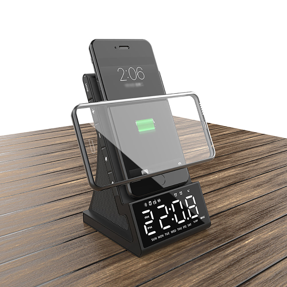 Kabelloser Lade-Bluetooth-Lautsprecher mit LED-Wecker – Bild 4 | LuxeStyle