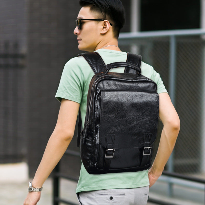Medium Reise-Rucksack aus PU-Leder, 20-35 L | LuxeStyle