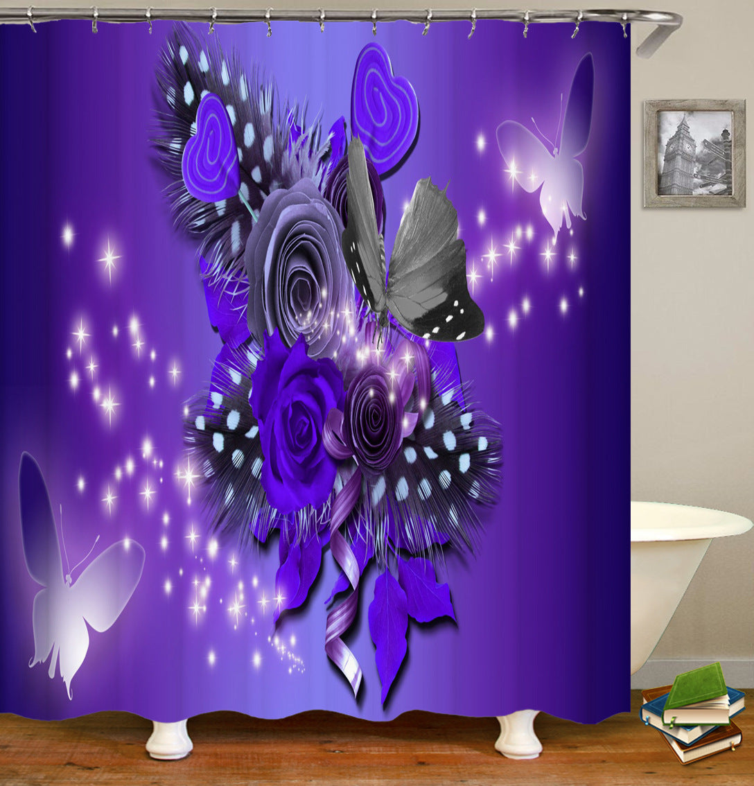 Schmetterling Duschvorhang aus Stoff – Bild 3 | LuxeStyle