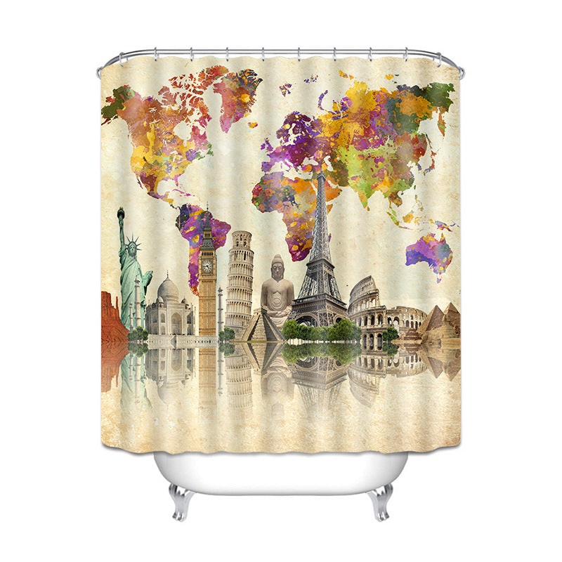 Duschvorhang aus Polyester mit Landschaftsmuster – Bild 5 | LuxeStyle