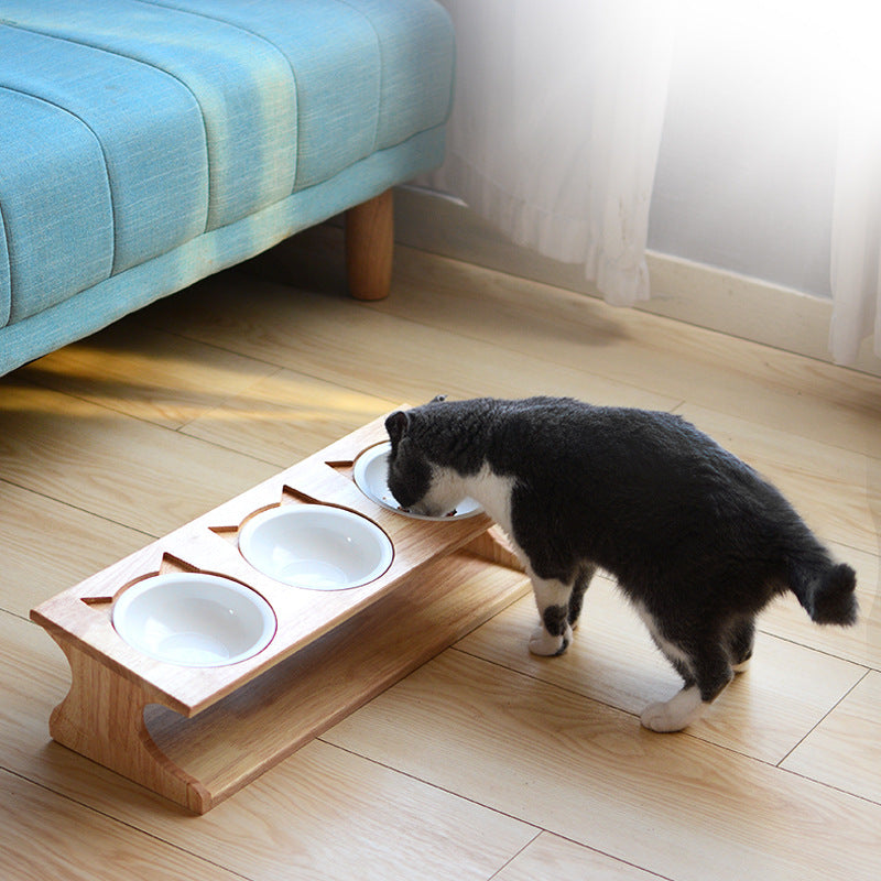 Futtertisch aus Massivholz mit Keramiknapf – Bild 2 | LuxeStyle