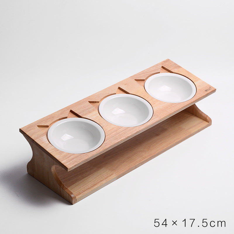Futtertisch aus Massivholz mit Keramiknapf | LuxeStyle
