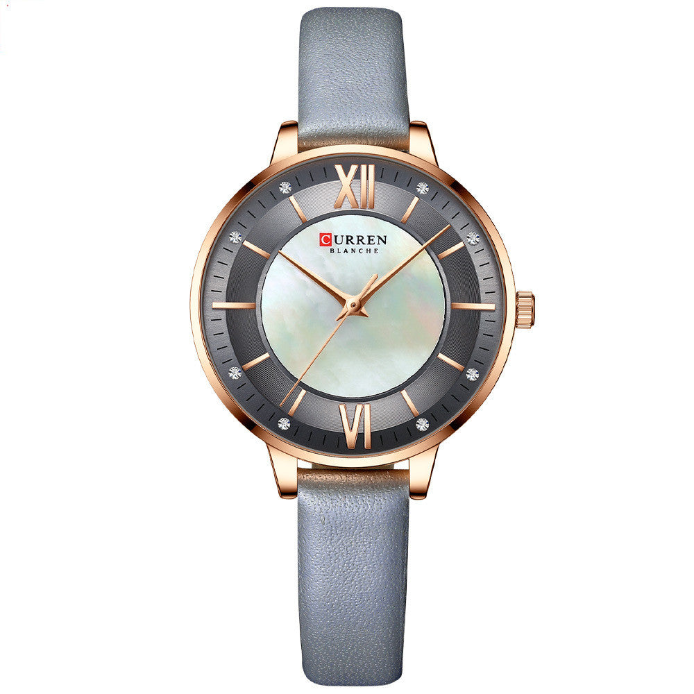 Damen-Armbanduhr mit Lederarmband
